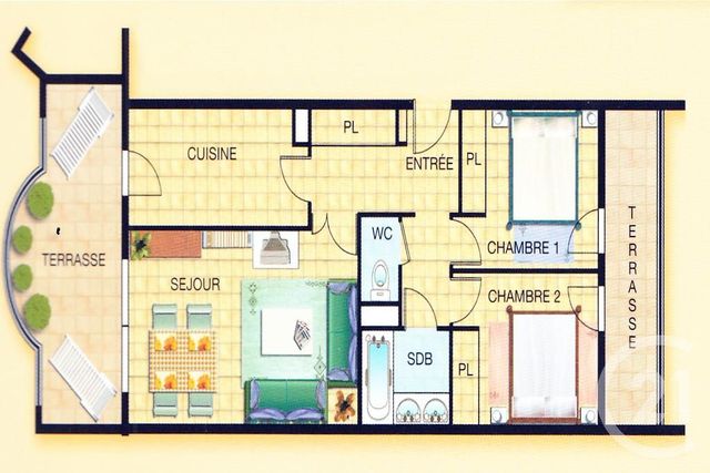 Appartement F3 à vendre - 3 pièces - 61.62 m2 - CANNES LA BOCCA - 06 - PROVENCE-ALPES-COTE-D-AZUR - Century 21 Immobilier Conseil